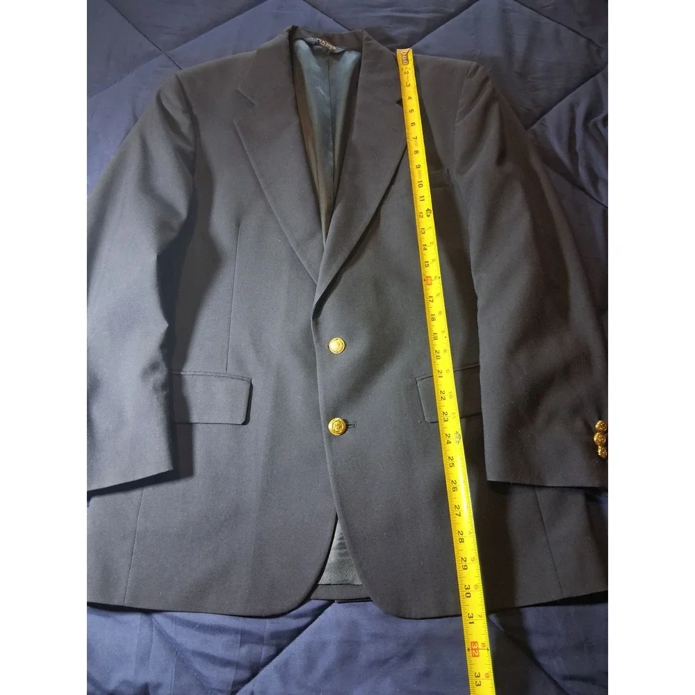Jos. A. Bank Mens Navy Blue Wool Blazer Gold Crest Buttons Sport Coat